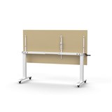 RAPIDLINE BOOST HEIGHT ADJUST FLIP TOP TABLE 1800 X 900 X 725MM NATURAL OAK TOP AND WHITE PC FRAME