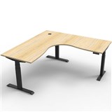 RAPIDLINE BOOST PLUS HEIGHT ADJUSTABLE CORNER WORKSTATION 1800 X 1800 X 750MM NATURAL OAK TOP  BLACK FRAME