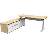 RAPIDLINE BOOST PLUS EXECUTIVE HEIGHT ADJUSTABLE WORKSTATION WITH MODESTY PANEL LHC 2100 X 750MM NATURAL OAKWHITE