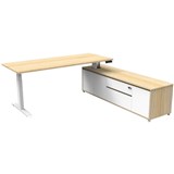 RAPIDLINE BOOST PLUS EXECUTIVE HEIGHT ADJUSTABLE WORKSTATION RHC 1800 X 750MM NATURAL OAKWHITE