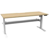 RAPIDLINE BOOST LIGHT SINGLE SIDED WORKSTATION WITH CABLE TRAY 1200MM NATURAL OAK TOP  WHITE FRAME