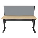 RAPIDLINE BOOST LIGHT SINGLE SIDED WORKSTATION WITH SCREEN 1200MM NATURAL OAK TOP  BLACK FRAME  GREY SCREEN