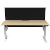 RAPIDLINE BOOST LIGHT SINGLE SIDED WORKSTATION WITH SCREEN 1200MM NATURAL OAK TOP  WHITE FRAME  BLACK SCREEN