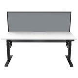 RAPIDLINE BOOST LIGHT SINGLE SIDED WORKSTATION WITH SCREEN 1200MM NATURAL WHITE TOP  BLACK FRAME  GREY SCREEN
