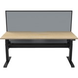 RAPIDLINE BOOST LIGHT SINGLE SIDED WORKSTATION WITH SCREEN AND CABLE TRAY 1200MM NATURAL OAK TOP  BLACK FRAME  GREY SCREEN