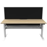 RAPIDLINE BOOST LIGHT SINGLE SIDED WORKSTATION WITH SCREEN AND CABLE TRAY 1200MM NATURAL OAK TOP  WHITE FRAME  BLACK SCREEN