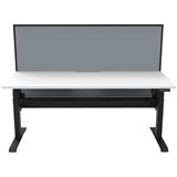 RAPIDLINE BOOST LIGHT SINGLE SIDED WORKSTATION WITH SCREEN AND CABLE TRAY 1200MM NATURAL WHITE TOP  BLACK FRAME  GREY SCREEN