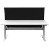 RAPIDLINE BOOST LIGHT SINGLE SIDED WORKSTATION WITH SCREEN AND CABLE TRAY 1200MM NATURAL WHITE TOP WHITE FRAME BLACK SCREEN