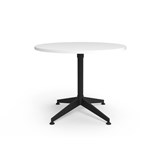 RAPIDLINE TYPHOON MEETING TABLE 4 STAR ROUND 900MM NATURAL WHITE TOP AND BLACK PC ALL OVER FRAME