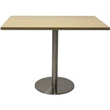 RAPIDLINE SQUARE MEETING TABLE DISC BASE 900MM NATURAL OAKSTAINLESS STEEL