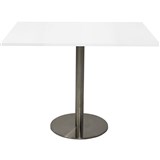 RAPIDLINE SQUARE MEETING TABLE DISC BASE 900MM NATURAL WHITESTAINLESS STEEL