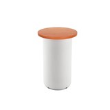 RAPIDLINE ROUND HIGH BAR TABLE DRUM BASE 600MM X 1050MM CHERRY TOP AND WHITE PC FRAME