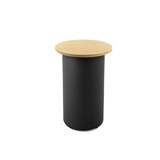 RAPIDLINE ROUND HIGH BAR TABLE DRUM BASE 600MM X 1050MM NATURAL OAK TOP AND BLACK PC FRAME
