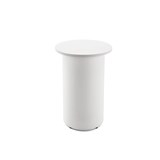RAPIDLINE ROUND HIGH BAR TABLE DRUM BASE 600MM X 1050MM NATURAL WHITE TOP AND WHITE PC FRAME