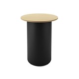 RAPIDLINE ROUND HIGH BAR TABLE DRUM BASE 900MM X 1050MM NATURAL OAK TOP AND BLACK PC FRAME