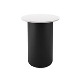 RAPIDLINE ROUND HIGH BAR TABLE DRUM BASE 900MM X 1050MM NATURAL WHITE TOP AND BLACK PC FRAME