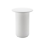 RAPIDLINE ROUND HIGH BAR TABLE DRUM BASE 900MM X 1050MM NATURAL WHITE TOP AND WHITE PC FRAME