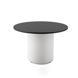 RAPIDLINE ROUND DRUM BASE TABLE 1200 X 730MM BLACK TOP AND WHITE PC FRAME