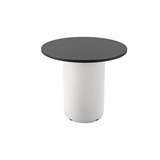 RAPIDLINE ROUND DRUM BASE TABLE 900 X 730MM BLACK TOP AND WHITE PC FRAME