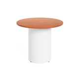 RAPIDLINE ROUND DRUM BASE TABLE 900 X 730MM CHERRY TOP AND WHITE PC FRAME
