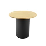 RAPIDLINE ROUND DRUM BASE TABLE 900 X 730MM NATURAL OAK TOP AND BLACK PC FRAME