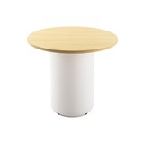 RAPIDLINE ROUND DRUM BASE TABLE 900 X 730MM NATURAL OAK TOP AND WHITE PC FRAME