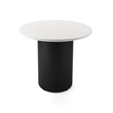 RAPIDLINE ROUND DRUM BASE TABLE 900 X 730MM NATURAL WHITE TOP AND BLACK PC FRAME