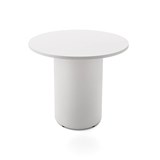 RAPIDLINE ROUND DRUM BASE TABLE 900 X 730MM NATURAL WHITE TOP AND WHITE PC FRAME