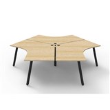 RAPIDLINE DELUXE INFINITY 120 DEGREE WORKSTATION ETERNITY LEG 3 PERSON 2866W X 730MM NATURAL OAK TOP AND BLACK PC FRAME