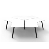 RAPIDLINE DELUXE INFINITY 120 DEGREE WORKSTATION ETERNITY LEG 3 PERSON 2866W X 730MM NATURAL WHITE TOP AND BLACK PC FRAME