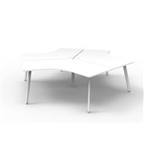 RAPIDLINE DELUXE INFINITY 120 DEGREE WORKSTATION ETERNITY LEG 3 PERSON 2866W X 730MM NATURAL WHITE TOP AND WHITE PC FRAME