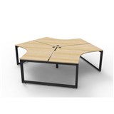 RAPIDLINE DELUXE INFINITY 120 DEGREE WORKSTATION LOOP LEG 3 PERSON 2866W X 730MM NATURAL OAK TOP AND BLACK PC FRAME