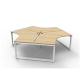 RAPIDLINE DELUXE INFINITY 120 DEGREE WORKSTATION LOOP LEG 3 PERSON 2866W X 730MM NATURAL OAK TOP AND WHITE PC FRAME
