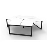 RAPIDLINE DELUXE INFINITY 120 DEGREE WORKSTATION LOOP LEG 3 PERSON 2866W X 730MM NATURAL WHITE TOP AND BLACK PC FRAME