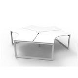 RAPIDLINE DELUXE INFINITY 120 DEGREE WORKSTATION LOOP LEG 3 PERSON 2866W X 730MM NATURAL WHITE TOP AND WHITE PC FRAME