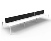RAPID INFINITY DELUXE 6 PERSON PROFILE LEG DOUBLE SIDED WORKSTATION 1800 X 750 X 730MM BLACK SCREEN  NATURAL WHITE TOP  WHITE FRAME