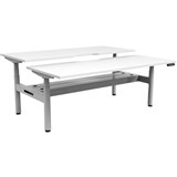 RAPIDLINE HALO PLUS DOUBLE SIDED WORKSTATION WITH CABLE TRAY 1500MM NATURAL WHITE TOP  WHITE FRAME
