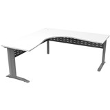RAPID SPAN DELUXE CORNER WORKSTATION WITH METAL MODESTY PANEL 1500 X 1500 X 750MM WHITESILVER