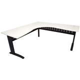 RAPID SPAN CORNER WORKSTATION WITH METAL MODESTY PANEL 1500 X 1500 X 700MM NATURAL WHITEBLACK
