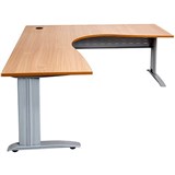 RAPID SPAN CORNER WORKSTATION WITH METAL MODESTY PANEL 1800 X 1500 X 700MM BEECHSILVER