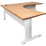 RAPID SPAN CORNER WORKSTATION WITH METAL MODESTY PANEL 1800 X 1500 X 700MM BEECHWHITE
