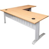 RAPID SPAN DESK AND RETURN WITH METAL MODESTY PANEL 1800 X 700MM  1100 X 600MM BEECHWHITE