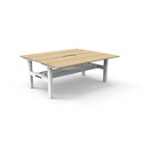 RAPIDLINE BOOST STATIC DOUBLE SIDED WORKSTATION WITH CABLE TRAY 1200MM NATURAL OAK TOP  WHITE FRAME