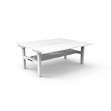 RAPIDLINE BOOST STATIC DOUBLE SIDED WORKSTATION WITH CABLE TRAY 1200MM NATURAL WHITE TOP  WHITE FRAME