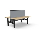 RAPIDLINE BOOST STATIC DOUBLE SIDED WORKSTATION WITH SCREEN 1200MM NATURAL OAK TOP  BLACK FRAME  GREY SCREEN
