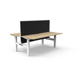RAPIDLINE BOOST STATIC DOUBLE SIDED WORKSTATION WITH SCREEN 1200MM NATURAL OAK TOP  WHITE FRAME  BLACK SCREEN