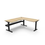 RAPIDLINE BOOST STATIC CORNER WORKSTATION WITH CABLE TRAY 1800 X 1800MM NATURAL OAK TOP  BLACK FRAME