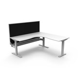 RAPIDLINE BOOST STATIC CORNER WORKSTATION WITH SCREEN AND CABLE TRAY 1800 X 1800MM NATURAL WHITE TOPWHITE FRAMEBLACK SCREEN