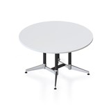 RAPIDLINE TYPHOON MEETING TABLE ROUND 1500 X 750MM NATURAL WHITE AND BLACK PC POLISHED ALUMINIUM FRAME