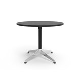 RAPIDLINE TYPHOON MEETING TABLE 4 STAR ROUND 900MM BLACK TOP AND BLACK PC POLISHED ALUMINIUM FRAME